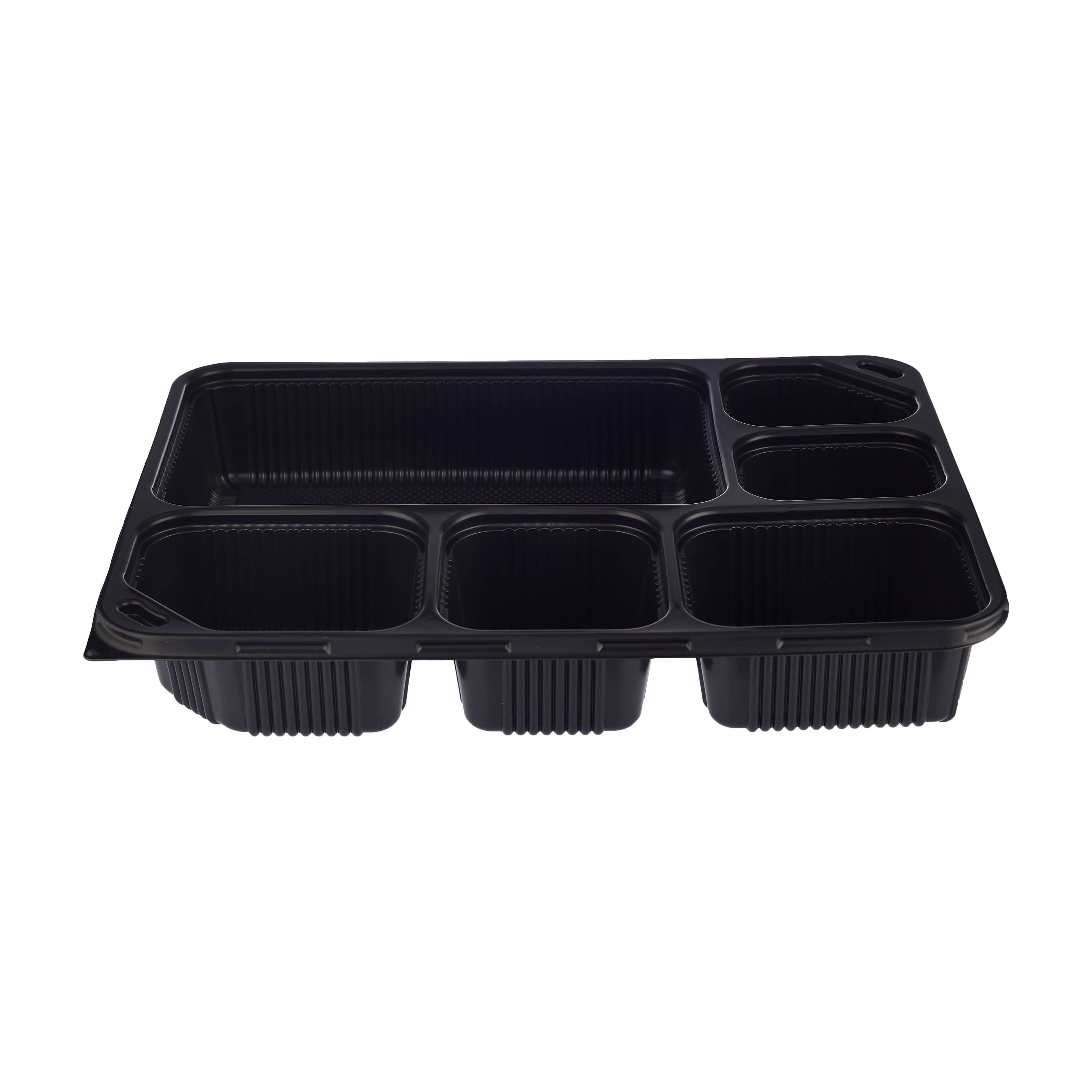 Black Base Rectangular Compartment Container Base