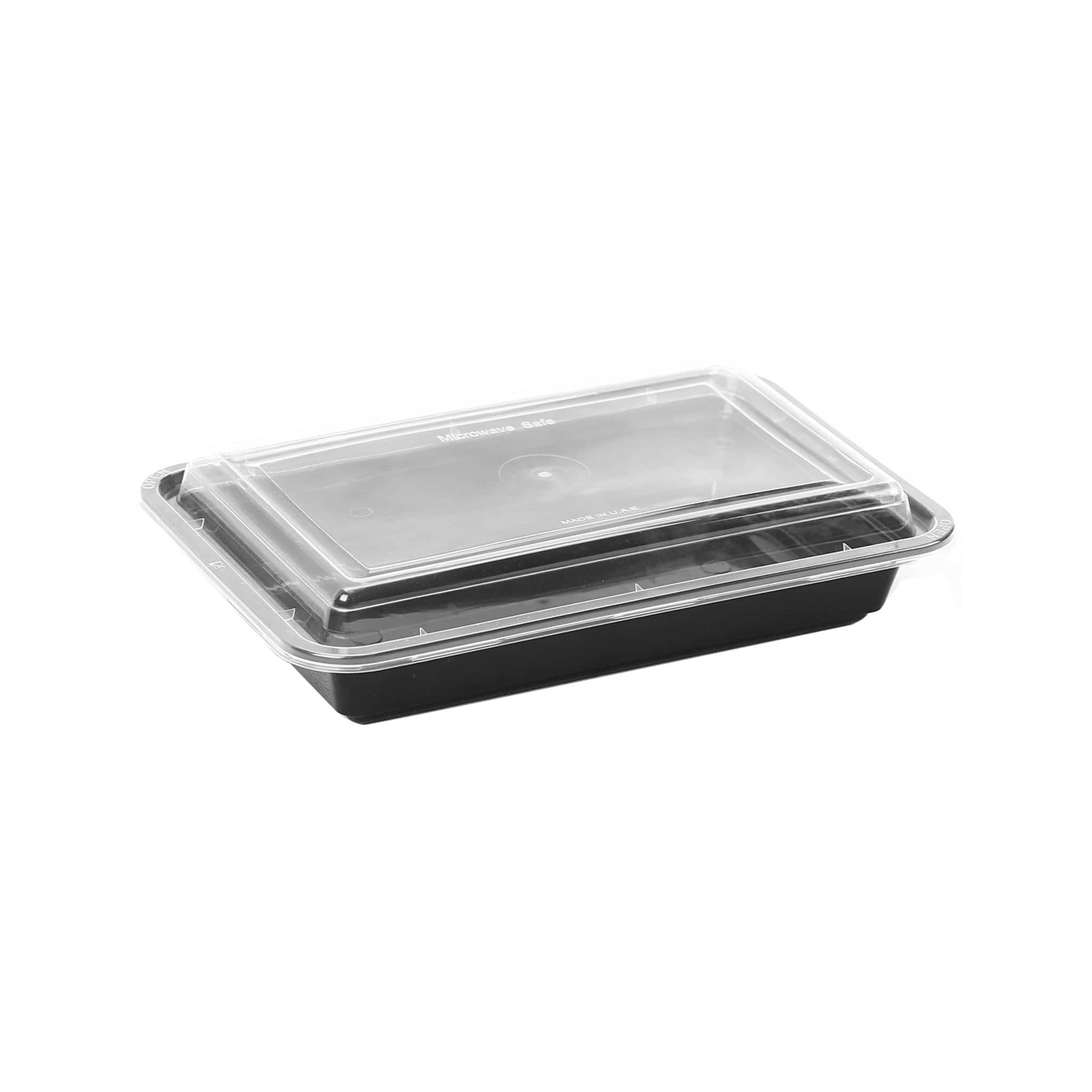 Black Base Rectangular Microwave Container With Lid