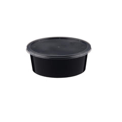 Black Round Microwavable Container + Lids