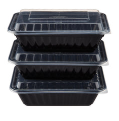 150 Pieces 38 Oz Black Base Heavy Duty Rectangular Container + Lids