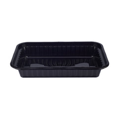 150 Pieces 28 Oz Black Base Rectangular Ribbed Container With Lids