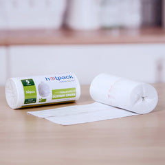 45 x 55 White Dust Bin Bag Roll (10 Gallons)
