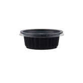 Plastic Ribbed Round Black Container with Lids