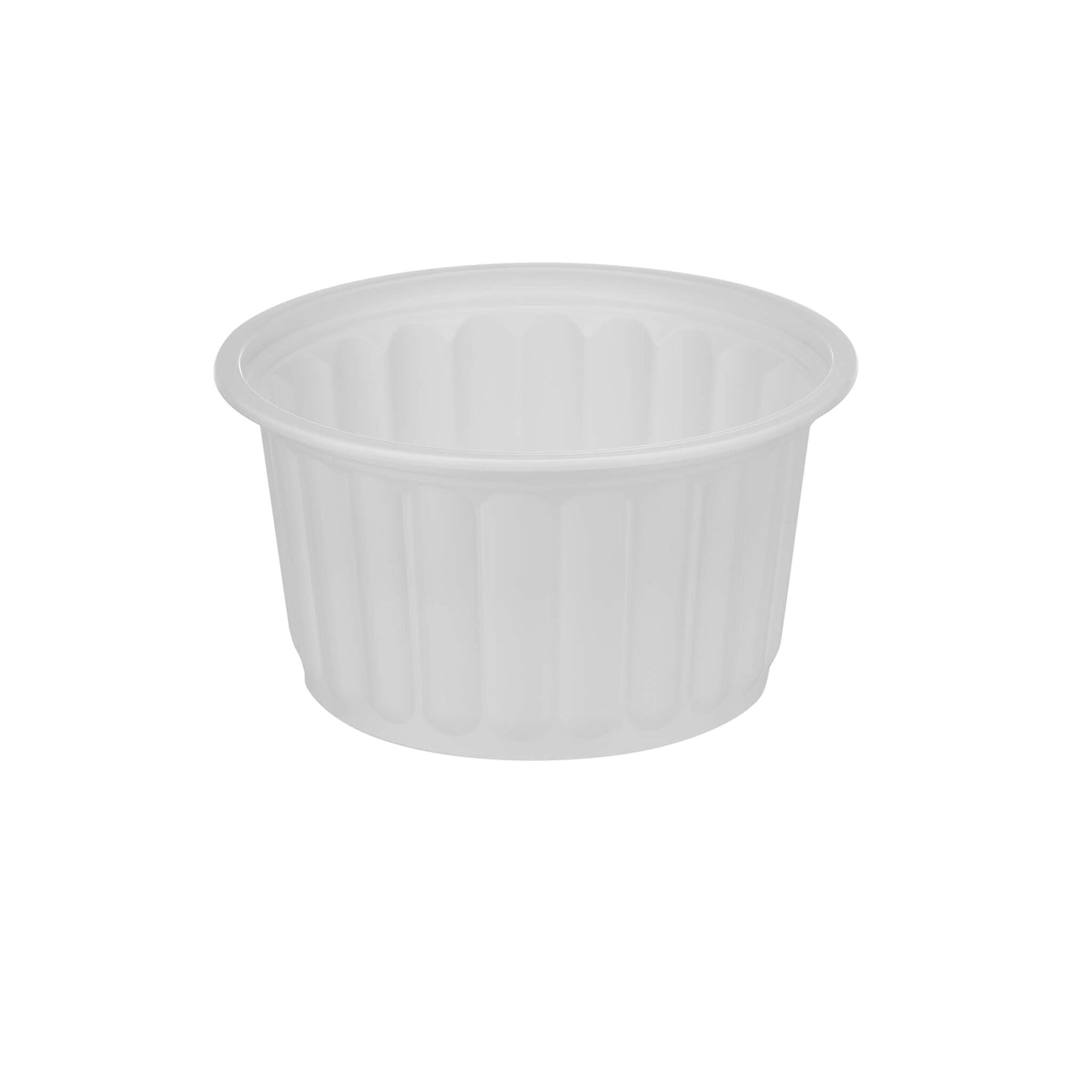 Plastic Ribbed Round Container White with Lid