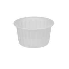 Plastic Ribbed Round Container White with Lid