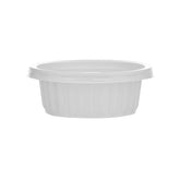 White Plastic Ribbed Round Container with Lids