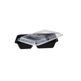 200 Pieces Black Base Rectangular 2-Compartment Container