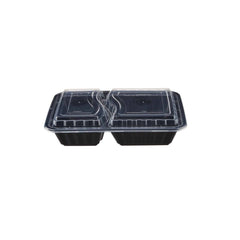 200 Pieces Black Base Rectangular 2-Compartment Container