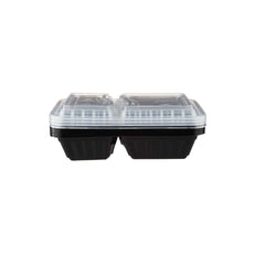 200 Pieces Black Base Rectangular 2-Compartment Container