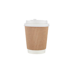 8 Oz Twin Pack Kraft Ripple Paper Cup With Lid 20 Pieces