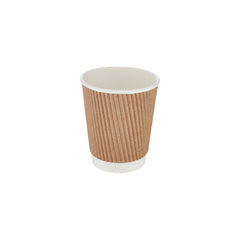 8 Oz Twin Pack Kraft Ripple Paper Cup With Lid 20 Pieces