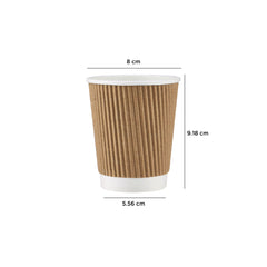 8 Oz Twin Pack Kraft Ripple Paper Cup With Lid 20 Pieces