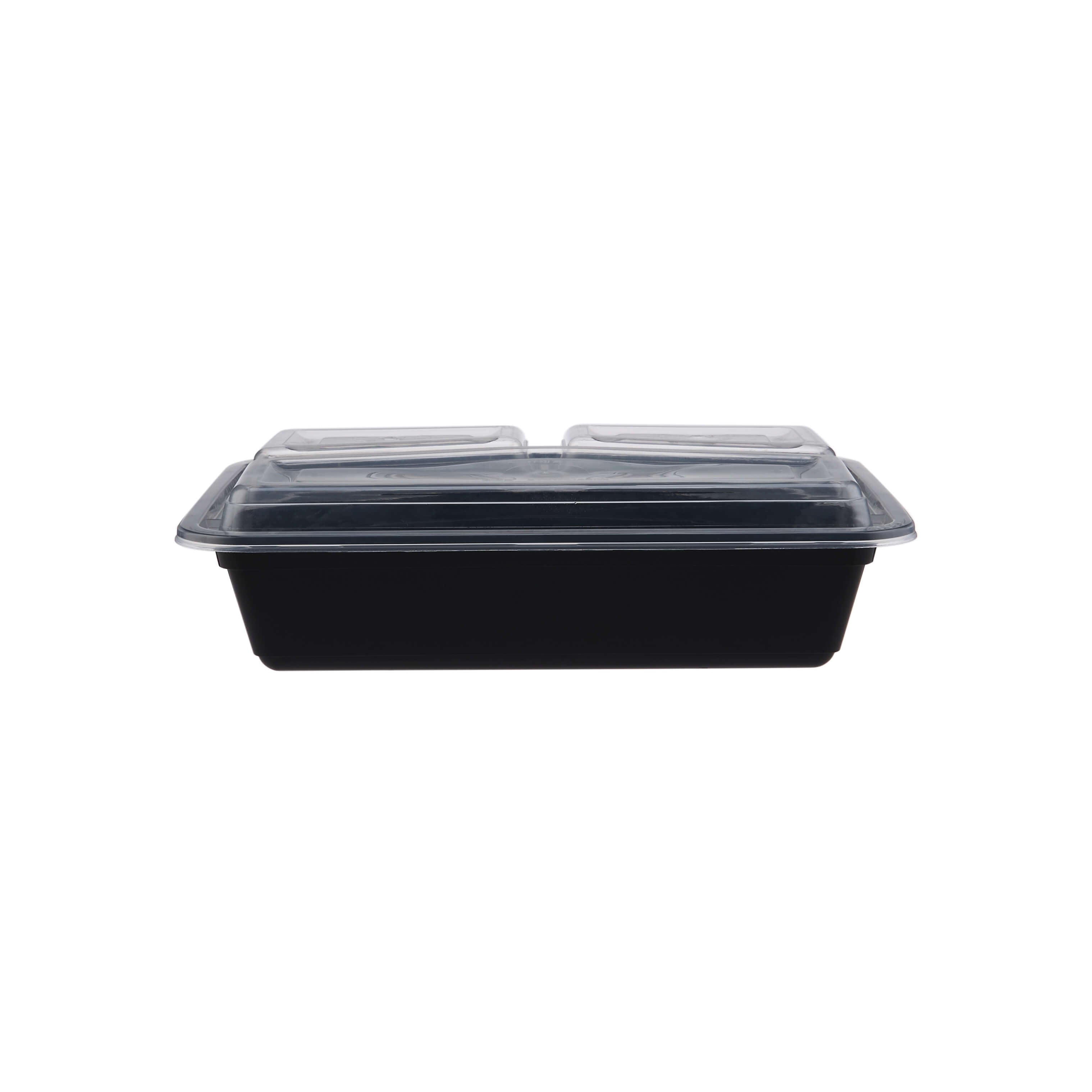 Black Base Rectangular Compartment Container 300 Pieces - hotpackwebstore.com