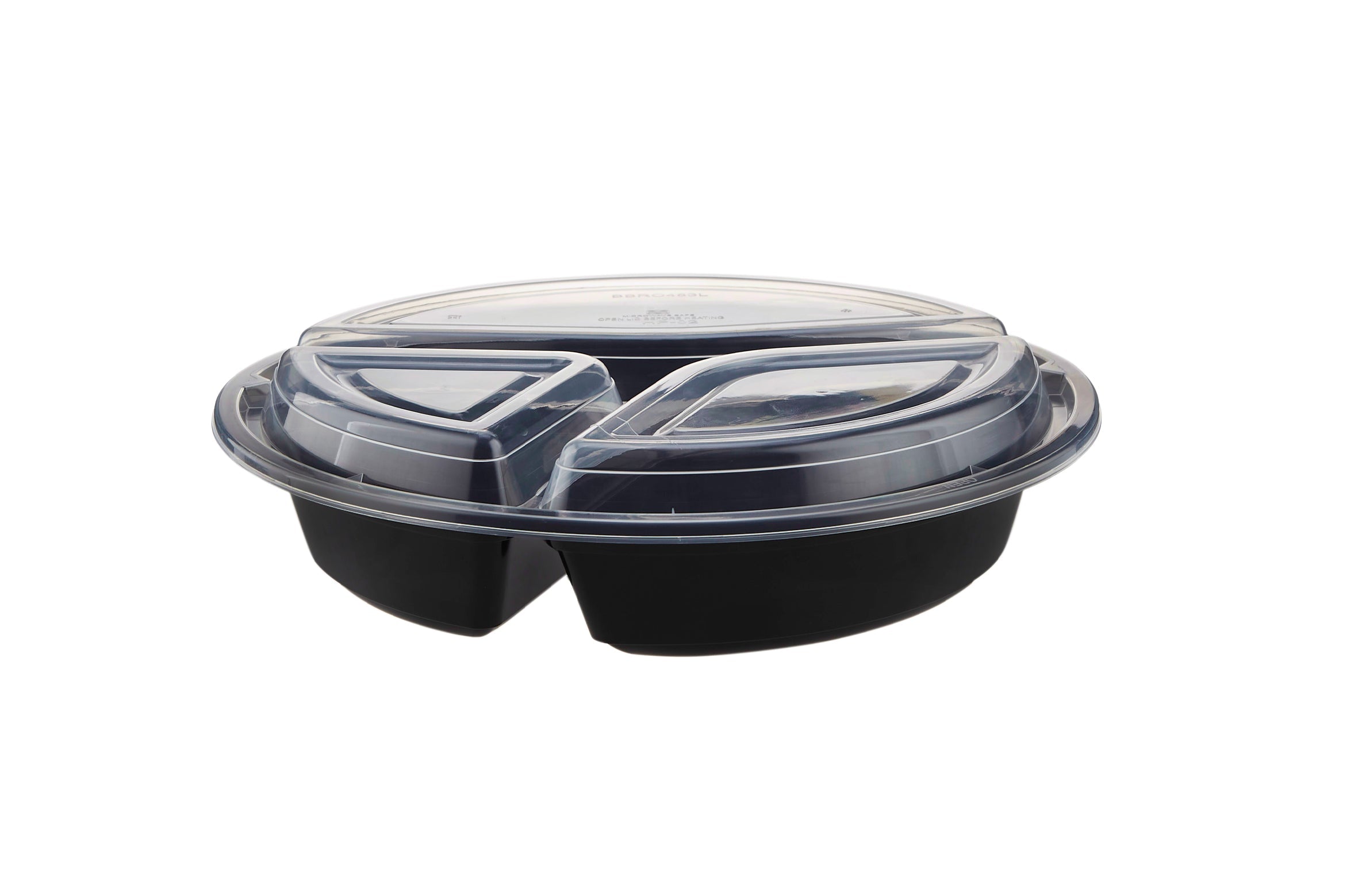Black Base 3-Compartment Round Container