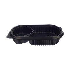 Black Base Rectangular 2-Compartment Container
