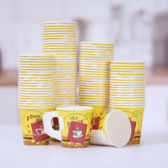 150PCS Pieces 7 Oz Printed Single Wall Paper Cups With Handle