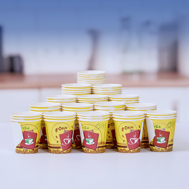 150PCS Pieces 7 Oz Printed Single Wall Paper Cups With Handle