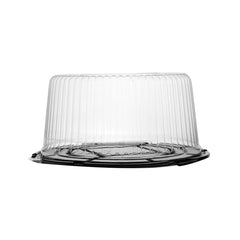 clear cake container with black lid