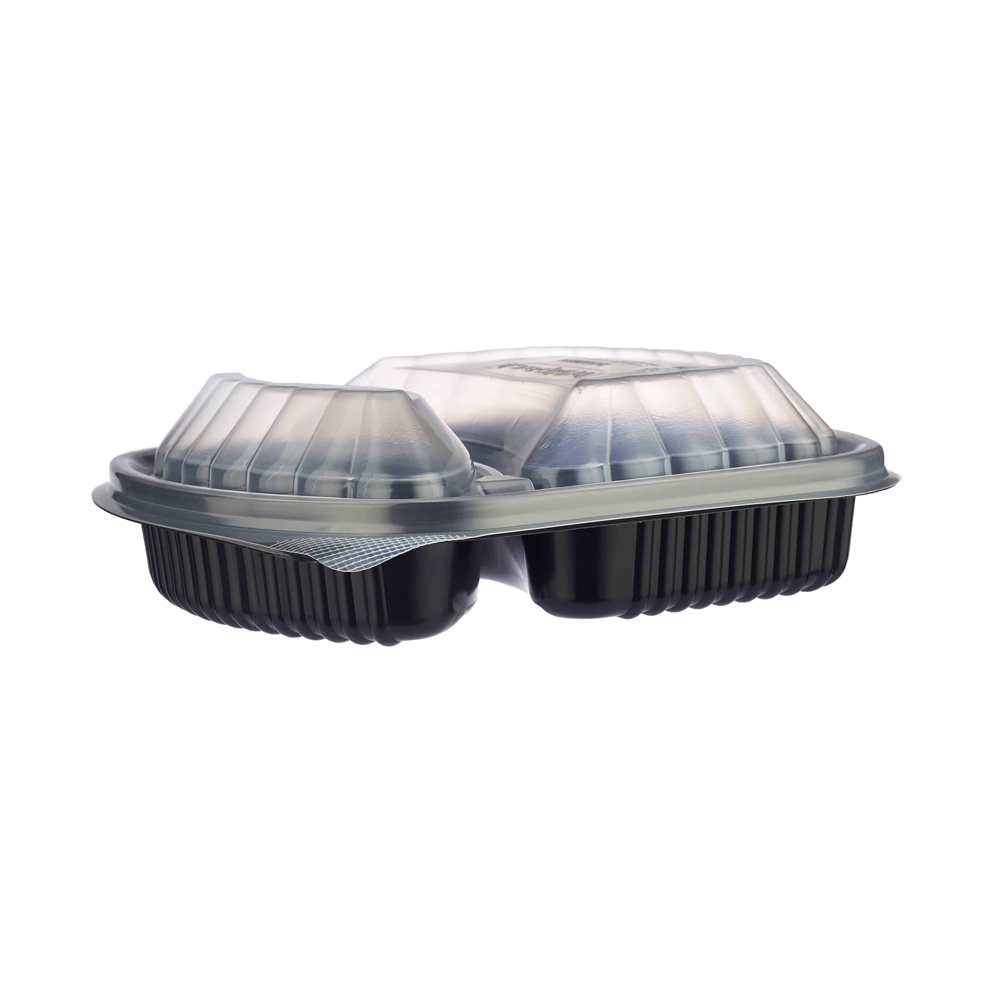 250 Pieces Black Base Rectangular 2-Compartment Container – Hotpackjordan