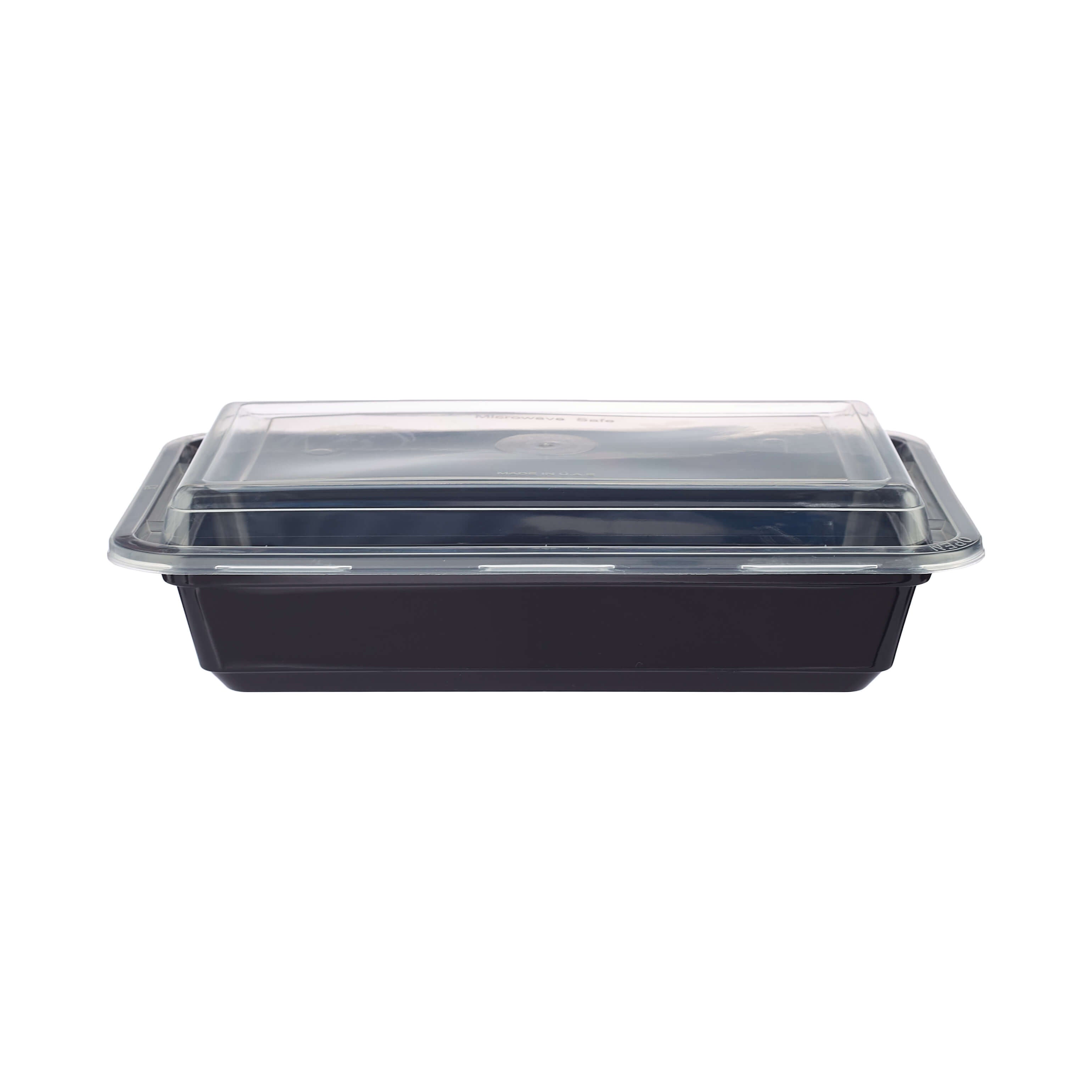 32 Oz Black Base Rectangular Container with Lid - Hotpack Global