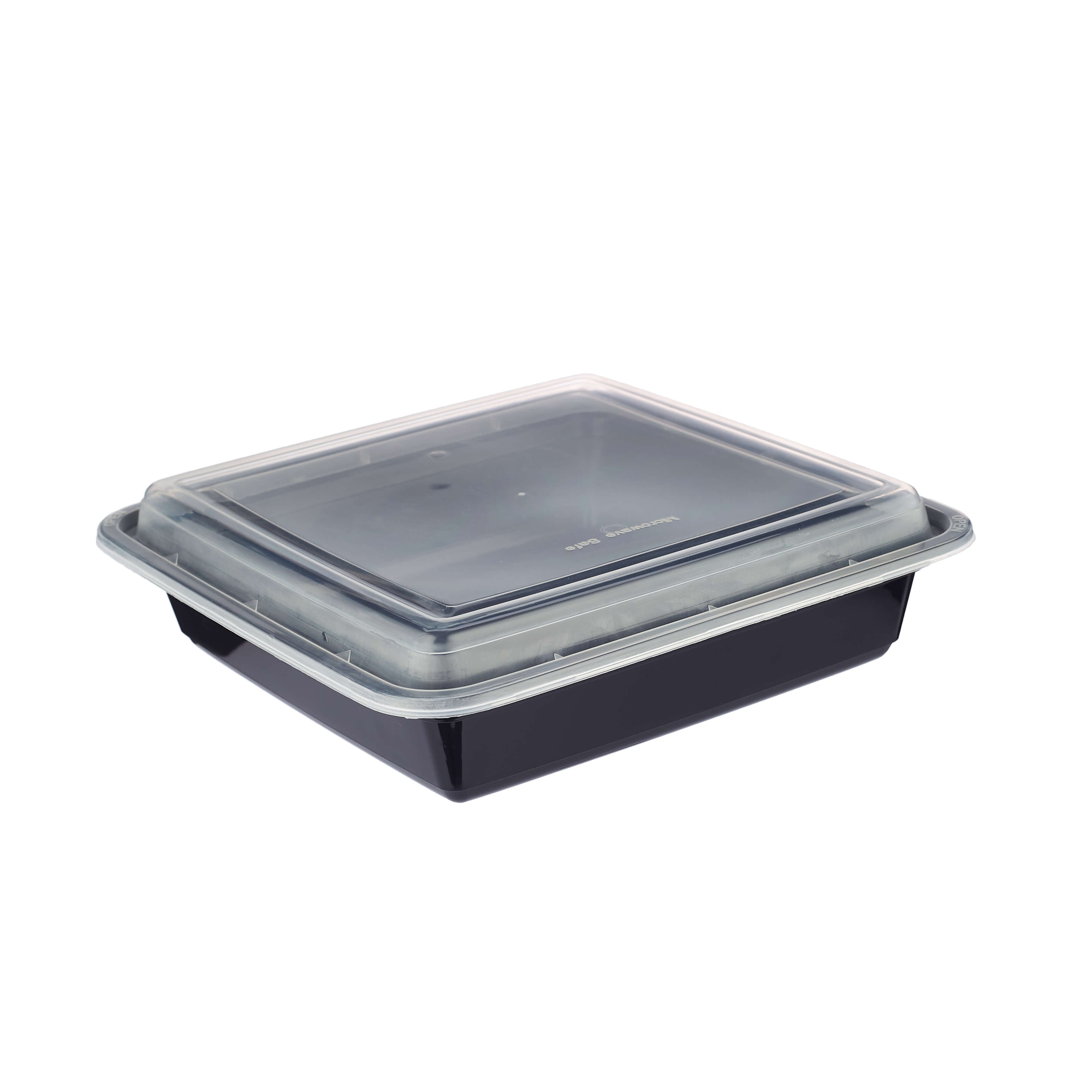 48 Oz Black Base Rectangular Container with Lid - Hotpack Global