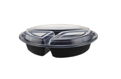 Black Base 3-Compartment Round Container