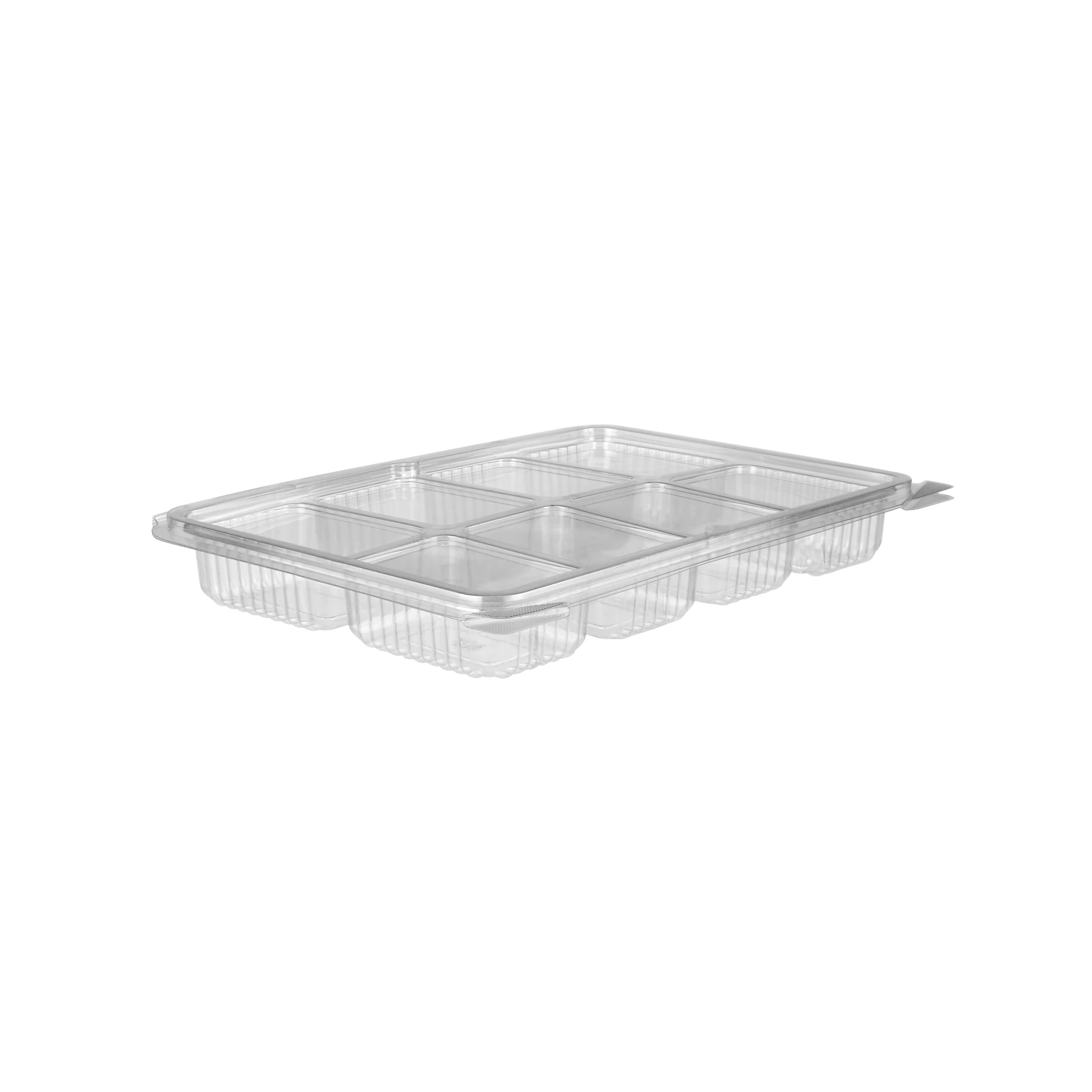 8 - compartment Clamshell PET container - hotpackwebstore.com