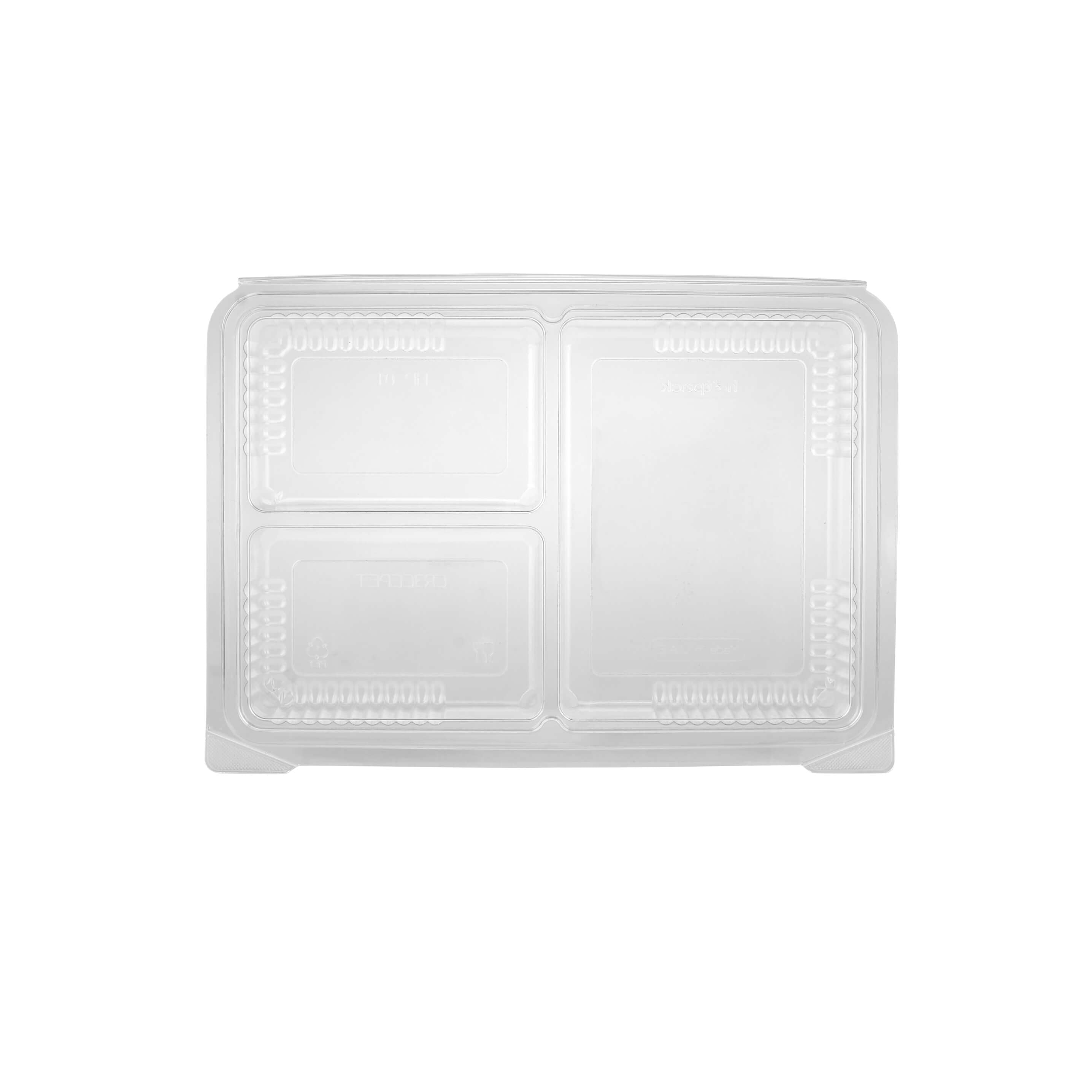 Clear partitioned compartment_Clamshell_PET_container with lid