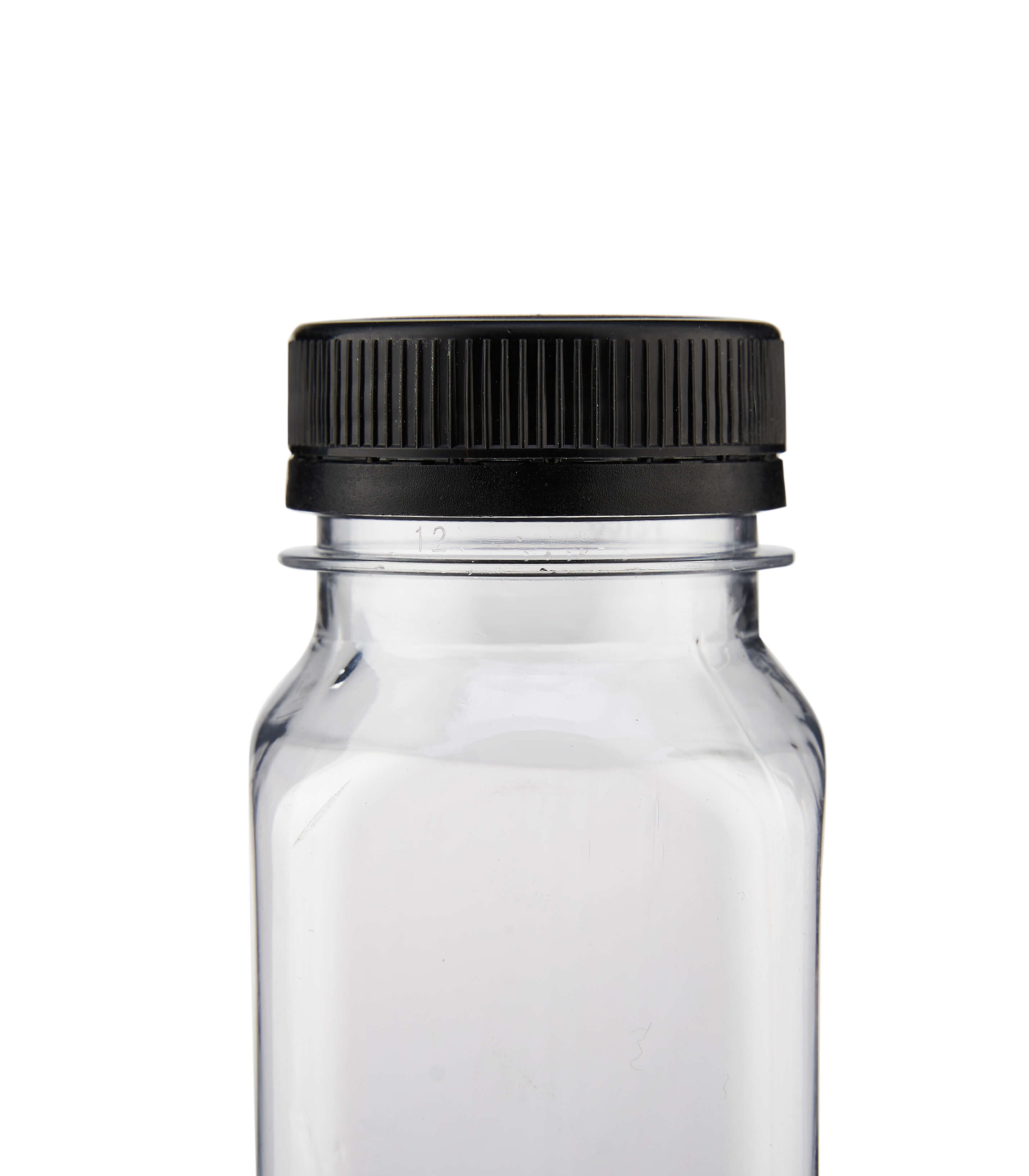 Plastic Square Bottle with Black Cap