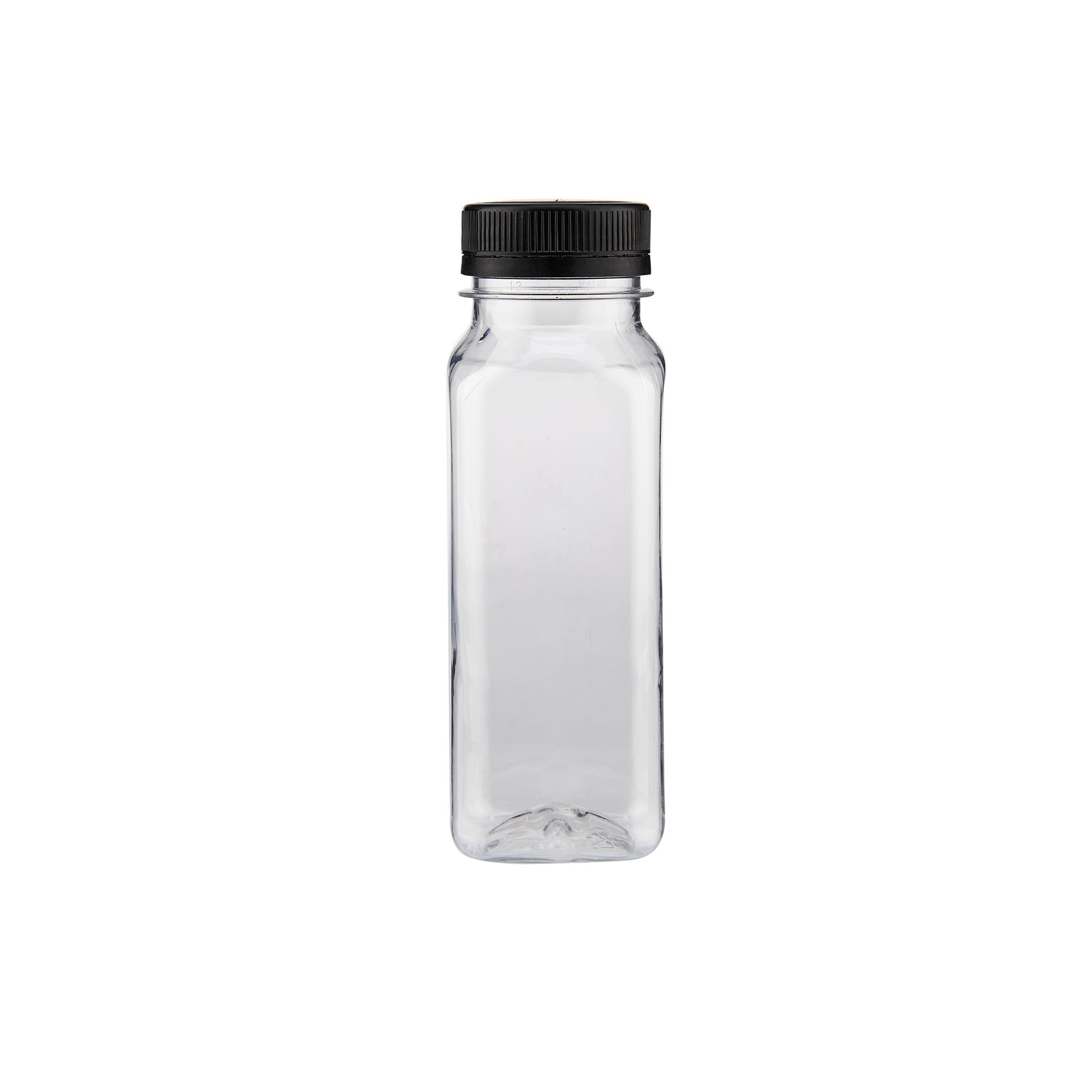 Plastic Square Bottle with Black Cap 