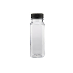 Plastic Square Bottle with Black Cap 