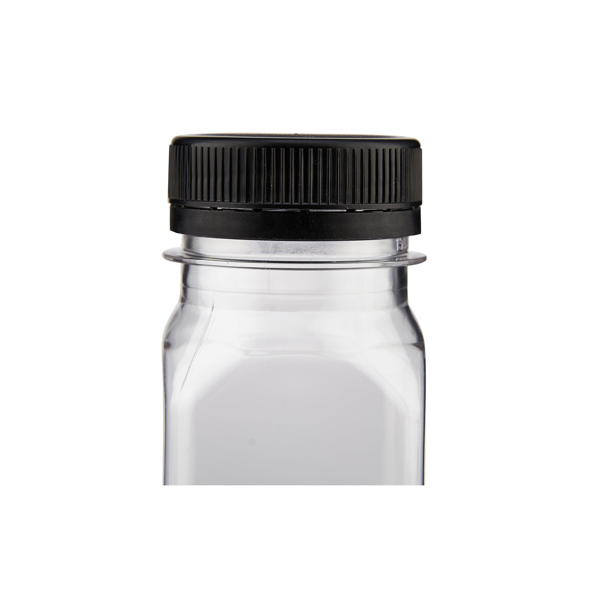 Plastic Square Bottle with Black Cap -