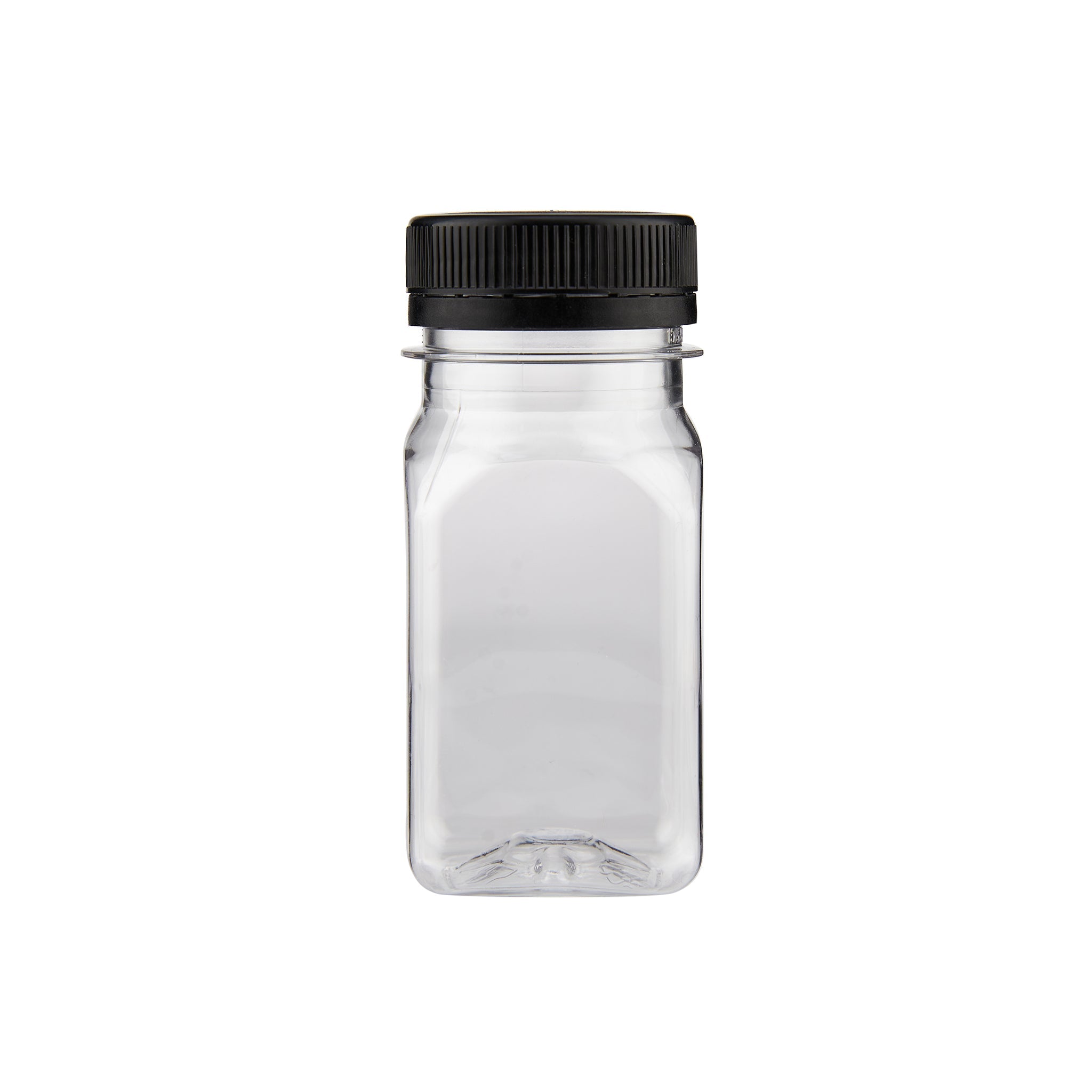 Plastic Square Bottle with Black Cap 